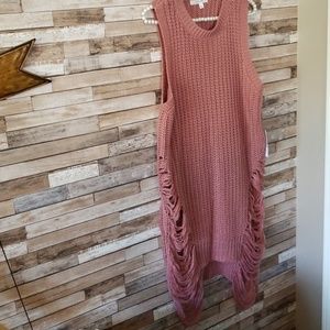 Sweater tank bohemian frayed top